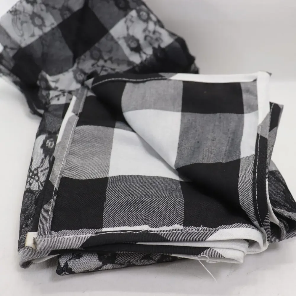 Flash World Reversible Tablecloth Black White Check Lace Rectangle 60X84 in